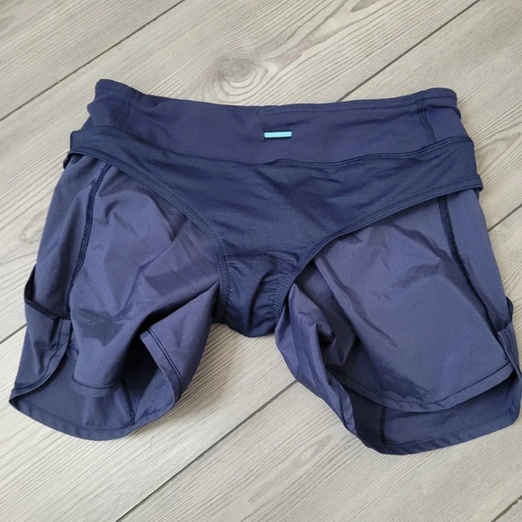 Ivivva by Lululemon Girls Relay Racer Athletic Shorts Size 14 Blue Zipper Waist - Picture 4 of 8